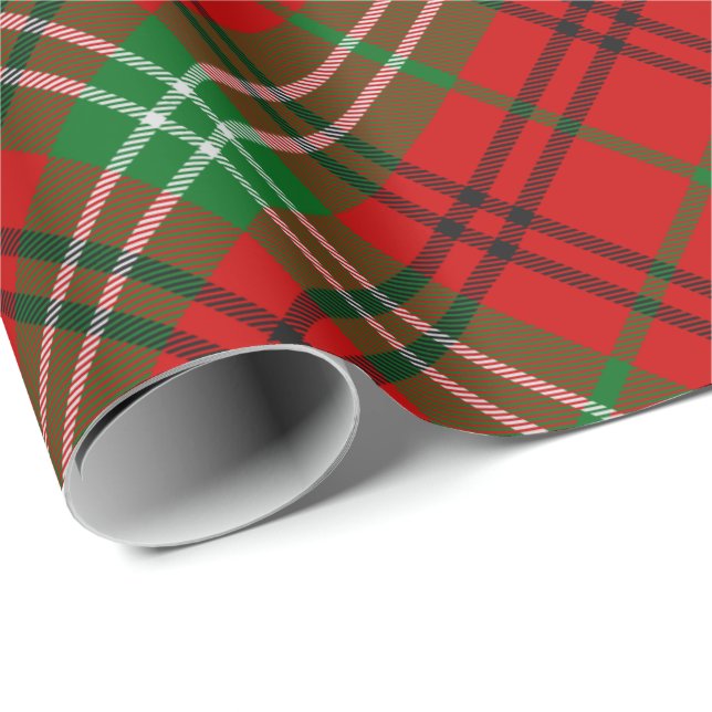Papel de envolvimiento de Clan Morrison Red Tartan (Esquina del rollo)