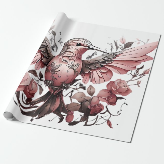 Papel de envolvimiento de colibrí decorativo boda (Desenrollado)