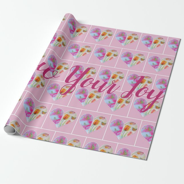 Papel de envolvimiento de color acuático con tulip (Desenrollado)