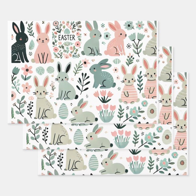 Papel de envolvimiento de conejo de Pascua - Conej (Set)