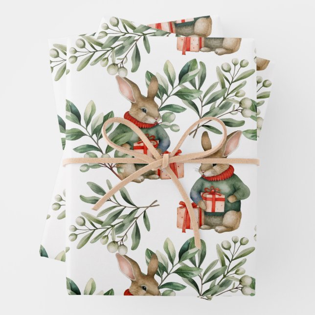 Papel de envolvimiento de conejo para navidades (In situ)
