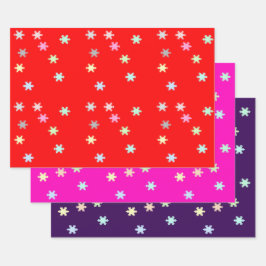 Papel de envolvimiento de copos de nieve 3 hojas p