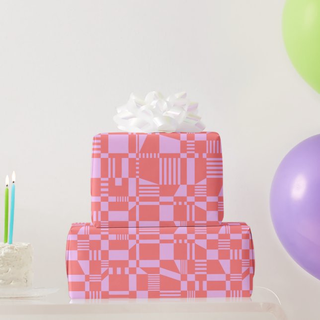 Papel de envolvimiento de coral moderno y negro di (Regalos de fiesta)