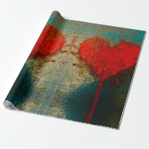 Papel de envolvimiento de corazón goteando de joya