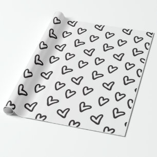 Papel de envolvimiento de corazones negros