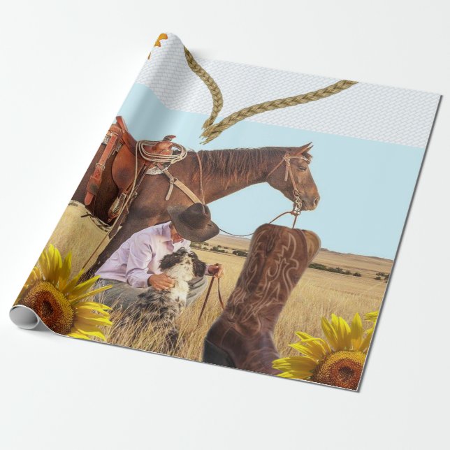 Papel de envolvimiento de Cowboy Matte de girasol (Desenrollado)
