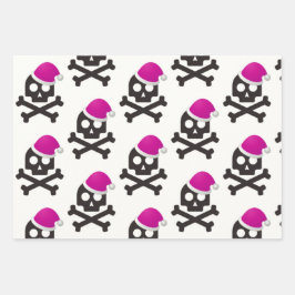 Papel de envolvimiento de cráneo negro y blanco