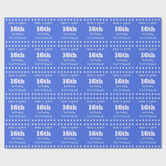 Papel de envolvimiento de cumpleaños 16 personaliz (Superficie plana)