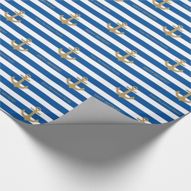 Papel de envolvimiento de cumpleaños con nombre pe (Esquina)