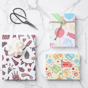 Papel de envolvimiento de cumpleaños conjunto de h