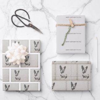 Papel de envolvimiento de cumpleaños de Bulldog fr