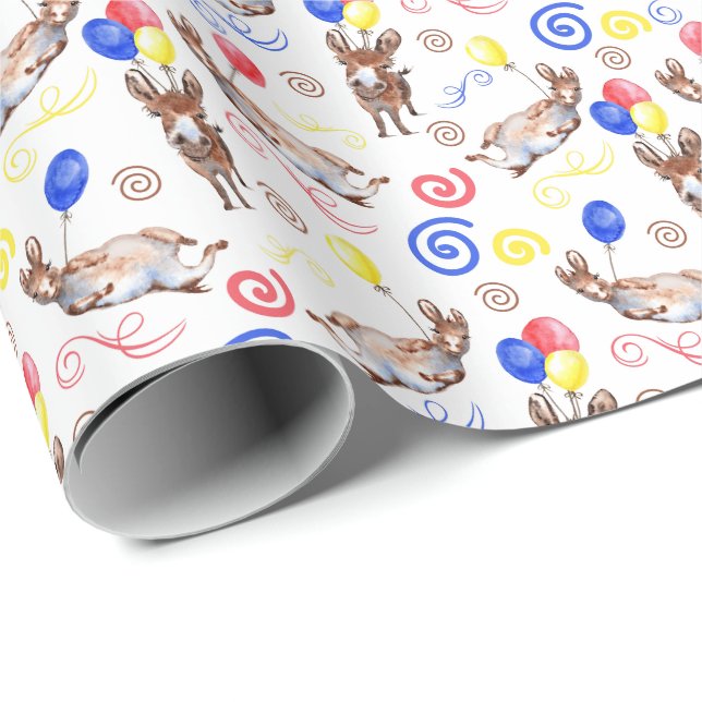 Papel de envolvimiento de cumpleaños de burro (Esquina del rollo)