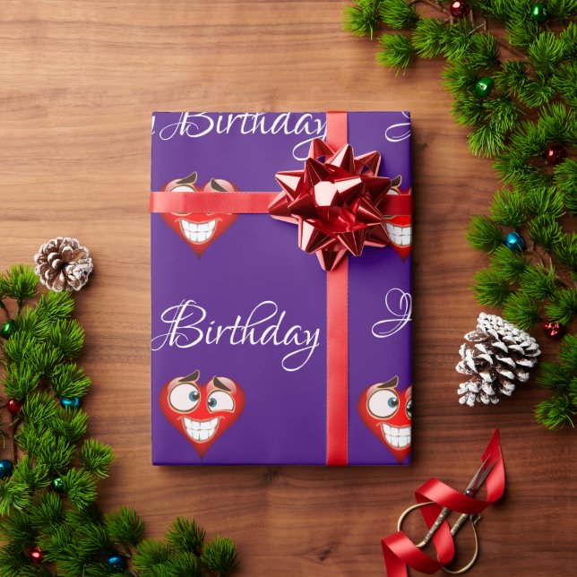 Papel de envolvimiento de cumpleaños de corazón (Regalo de vacaciones)