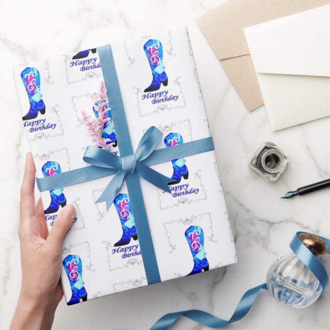 Papel de envolvimiento de cumpleaños de Cowgirl Bo (Regalar)
