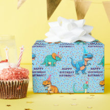 Papel de envolvimiento de cumpleaños de dinosaurio