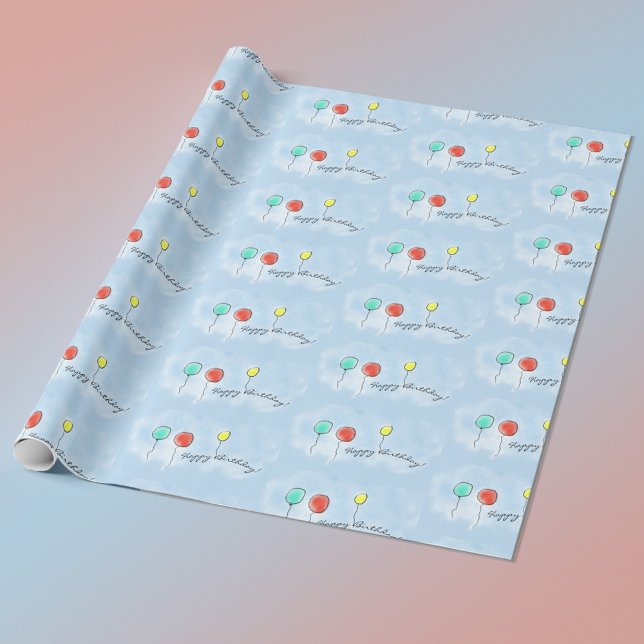 Papel de envolvimiento de cumpleaños de los globos (Subido por el creador)
