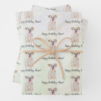 Papel de envolvimiento de cumpleaños de Morkie Dog