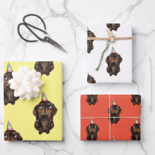 Papel de envolvimiento de cumpleaños de perro de s