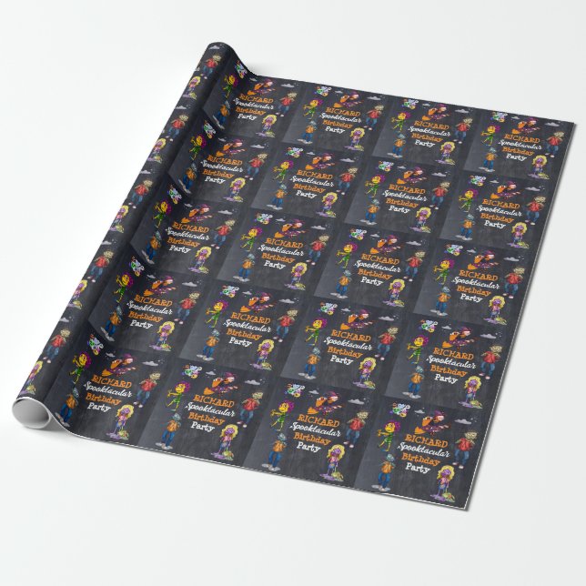 Papel de envolvimiento de cumpleaños espeluznante (Desenrollado)