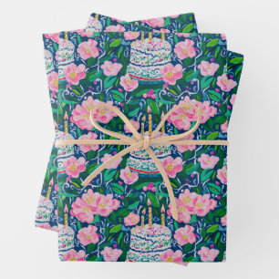 Papel de envolvimiento de cumpleaños preppy