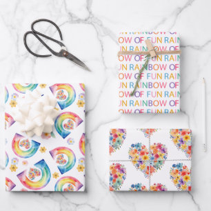 Papel de envolvimiento de cumpleaños Rainbow en co