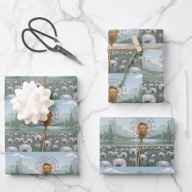 Papel de envolvimiento de Dandelion plateado dorad (Anverso)