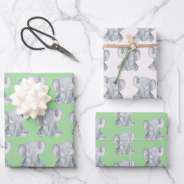 Papel de envolvimiento de diseño de elefantes gris