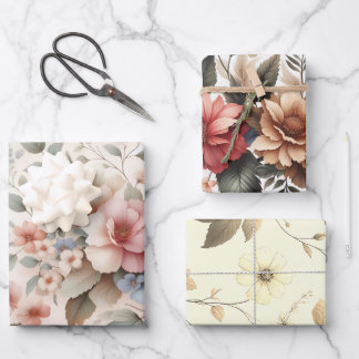 Papel de envolvimiento de diseño floral elegante y