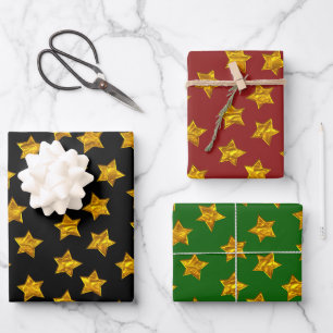 Papel de envolvimiento de estrella dorada - Navida
