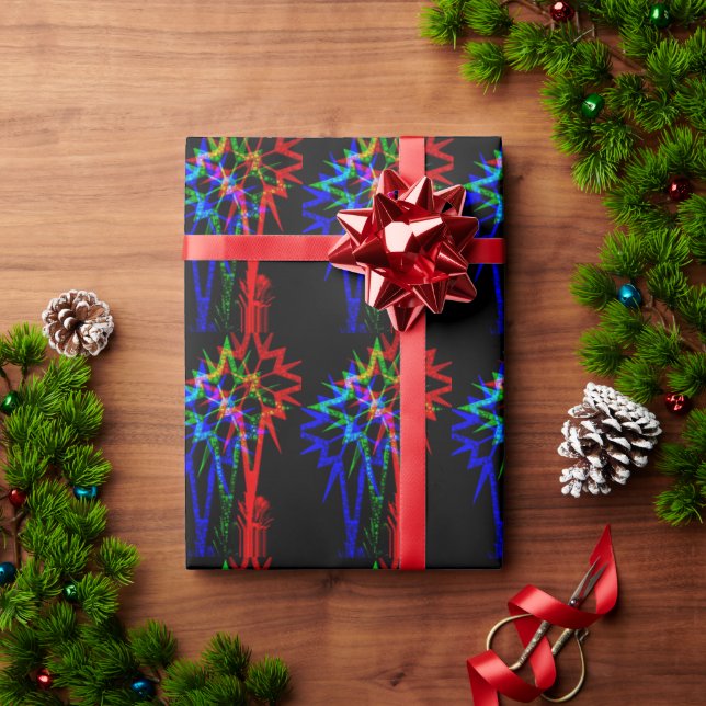 Papel de envolvimiento de estrella neón (Regalo de vacaciones)