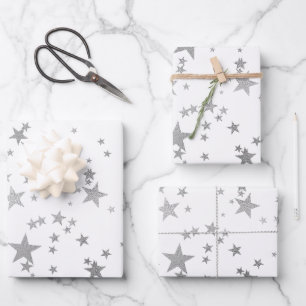 Papel de envolvimiento de estrellas celestes blanc