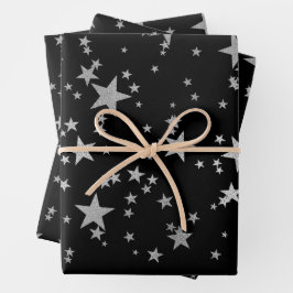 Papel de envolvimiento de estrellas celestes negro