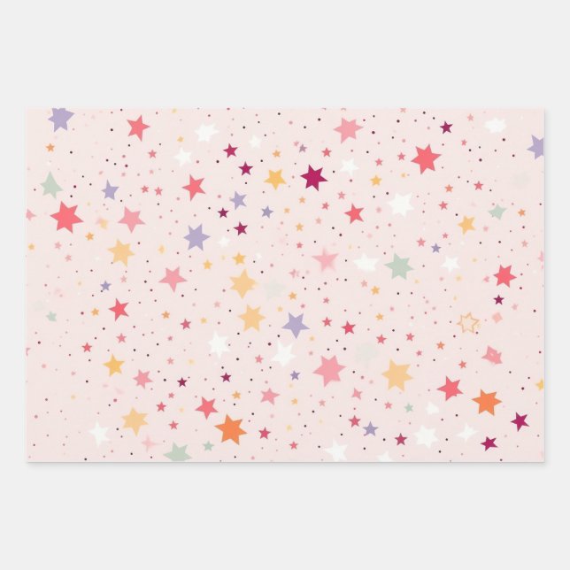 Papel de envolvimiento de estrellas rosas (conjunt (Anverso 3)