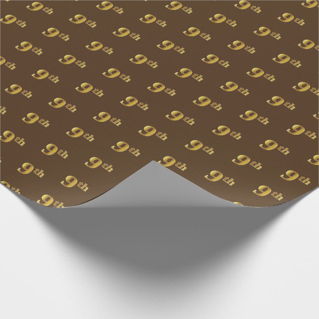 Papel de envolvimiento de evento Brown, Faux Gold  (Esquina)