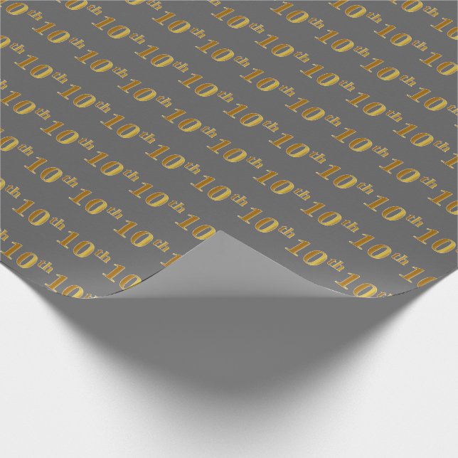 Papel de envolvimiento de eventos Gray, Faux Gold  (Esquina)