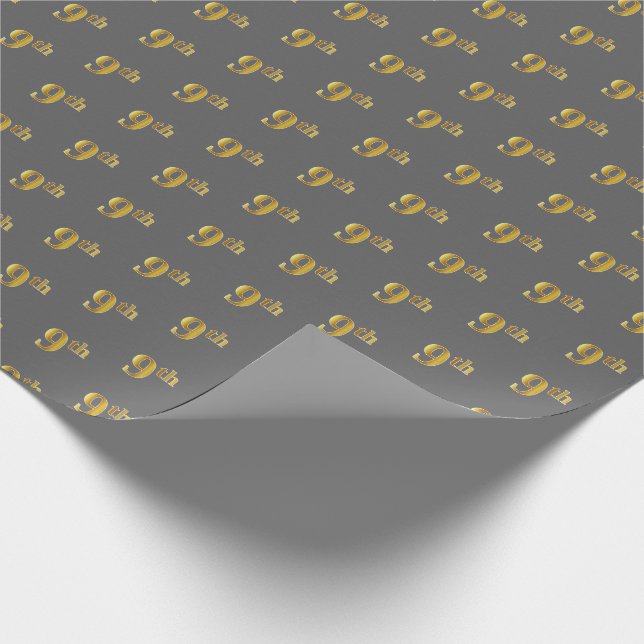 Papel de envolvimiento de eventos Gray, Faux Gold  (Esquina)