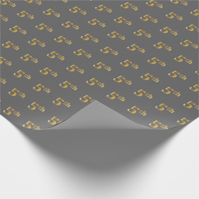 Papel de envolvimiento de eventos Gray, Faux Gold  (Esquina)