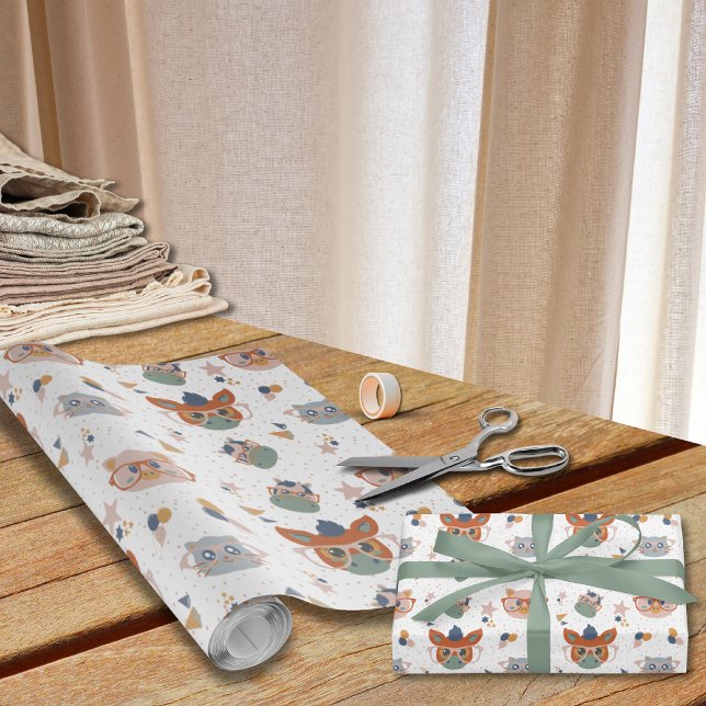 Papel de envolvimiento de fiesta animal de granja (Farm Animal Birthday Wrapping Paper Donkey Cow Cat Pig Pattern)