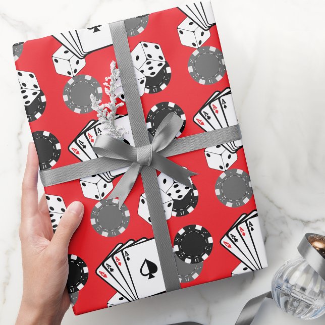Papel de envolvimiento de Fiesta de Red Casino Pok (Casino Poker Wrapping Paper)