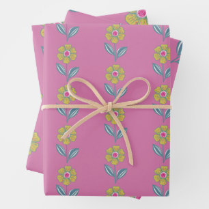 Papel de envolvimiento de flor folclórica