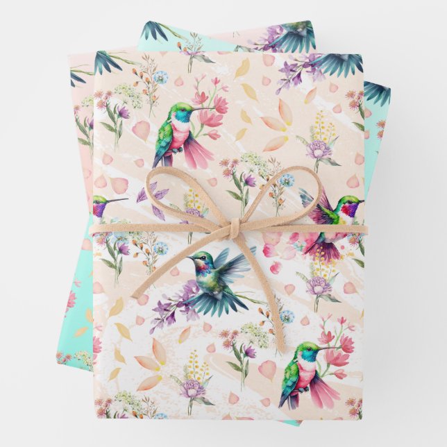 Papel de envolvimiento de flor silvestre y colibrí (In situ)