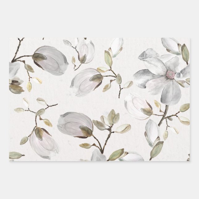 Papel de envolvimiento de flores blancas (Anverso 2)