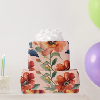 Papel de envolvimiento de flores de color de agua