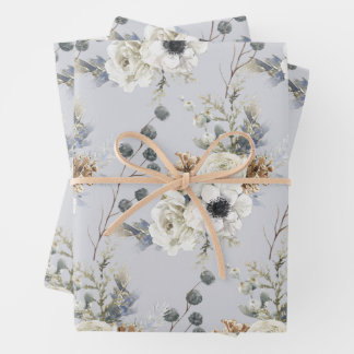 Papel de envolvimiento de flores de invierno