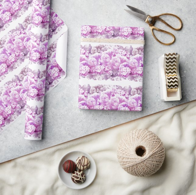 Papel de envolvimiento de flores monocromas rosada (Artesanía)