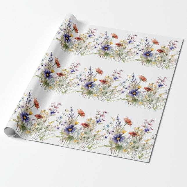 Papel de envolvimiento de flores silvestres (Desenrollado)
