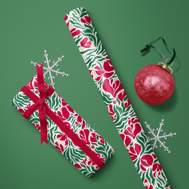 Papel de envolvimiento de flores silvestres de vac (Wild florals holiday gift wrap sheets by Clearlytangled Studio.)