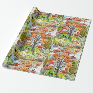 Papel de envolvimiento de Fox Woodland Cabincore
