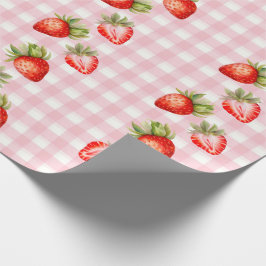 Papel de envolvimiento de fresa rosa Gingham