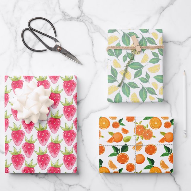 Papel de envolvimiento de frutas conjunto de hojas (Anverso)